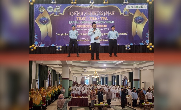 Ketum BKPRMI Jakarta berbicara dalam kegiatan Wisuda Santri LPPTKA BKPRMI Jakarta Timur. (Dok. BKPRMI)